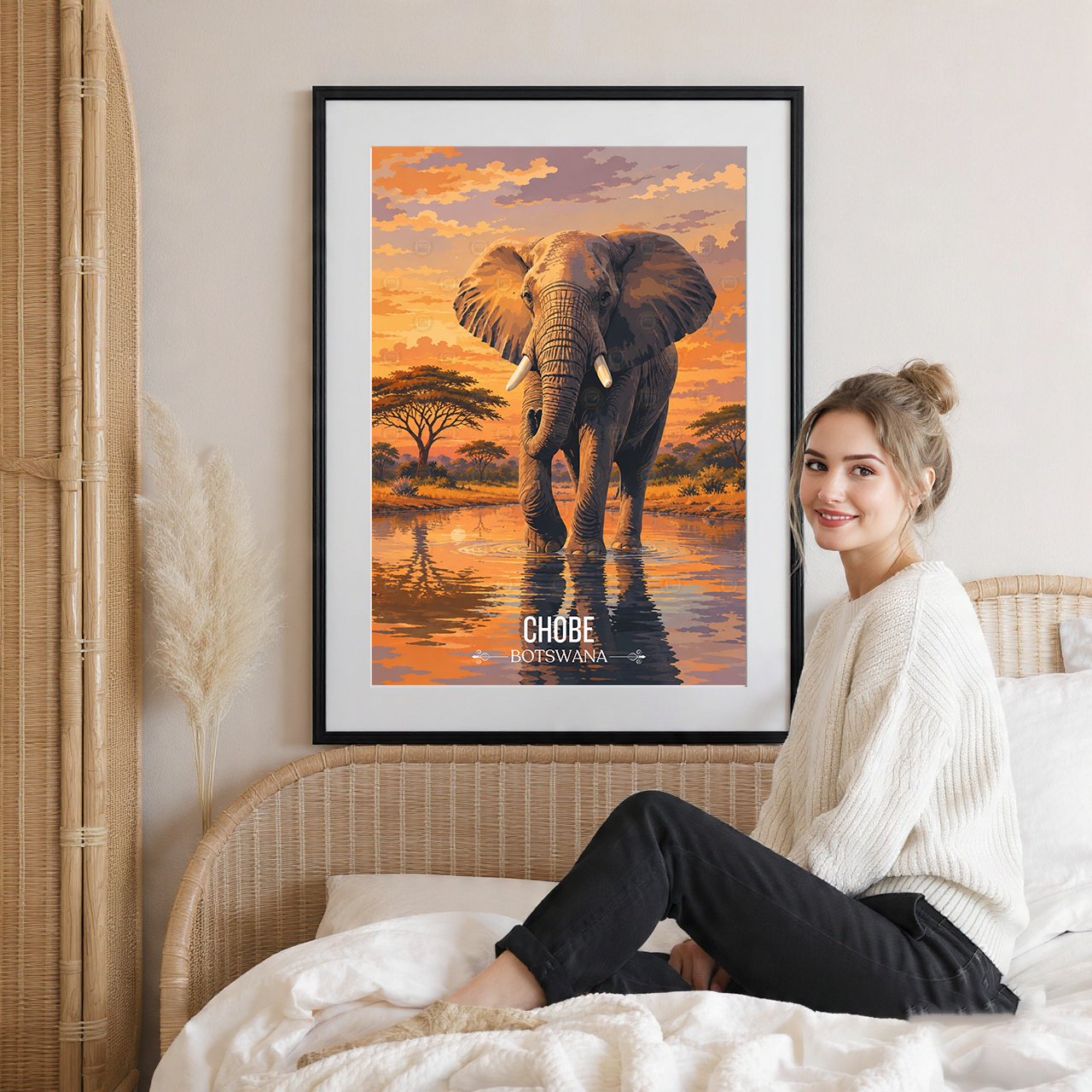 Chobe National Park - Botswana - Travel Wall Art Deco Poster Print - Travel Art Poster Print