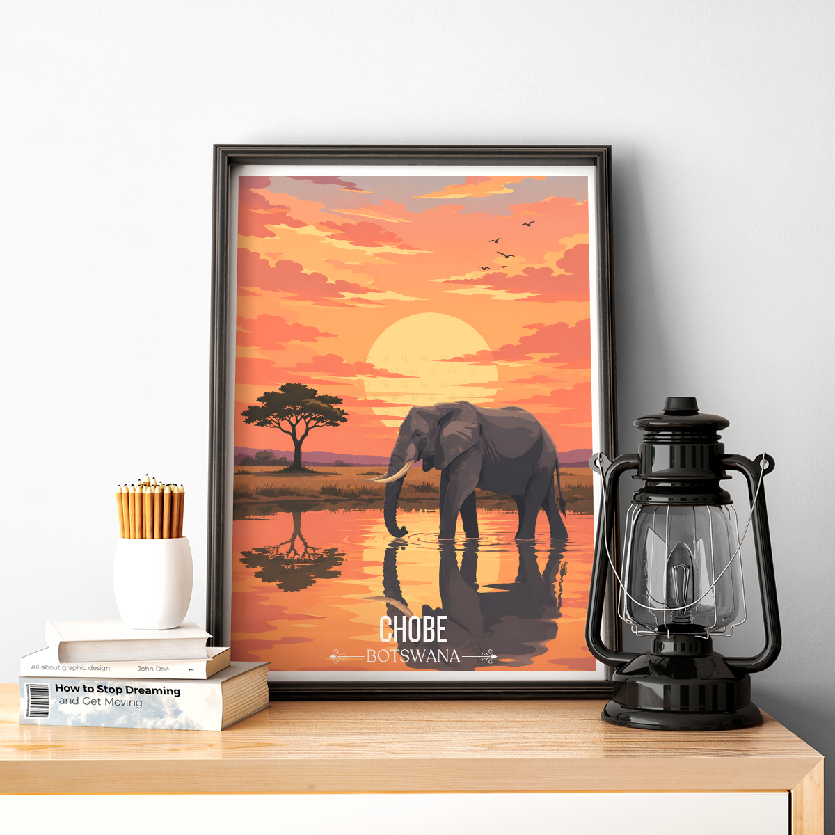 Chobe National Park - Botswana - Travel Wall Art Deco Poster Print - Travel Art Poster Print