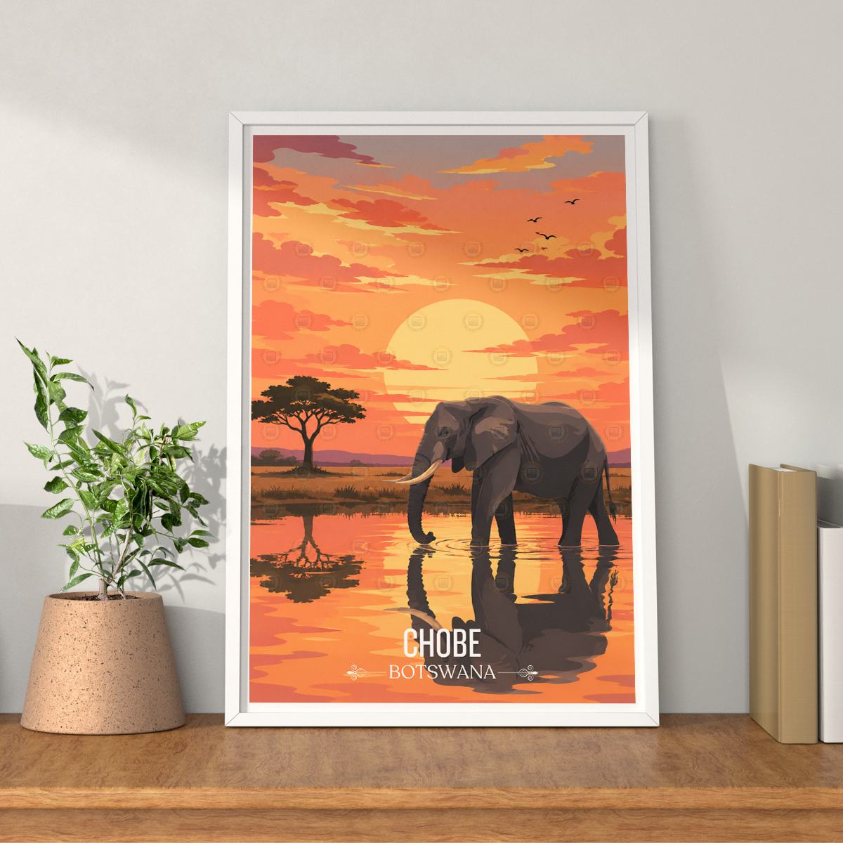 Chobe National Park - Botswana - Travel Wall Art Deco Poster Print - Travel Art Poster Print