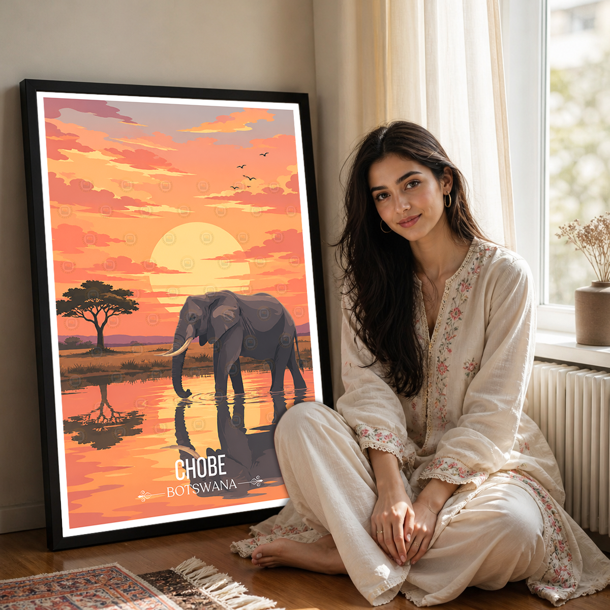 Chobe National Park - Botswana - Travel Wall Art Deco Poster Print - Travel Art Poster Print