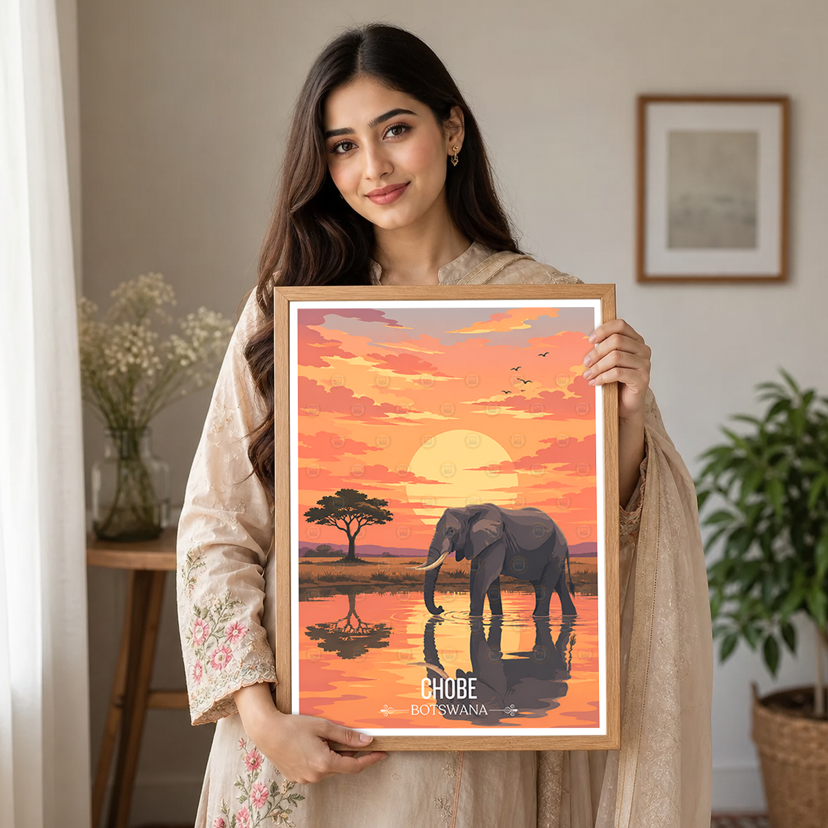Chobe National Park - Botswana - Travel Wall Art Deco Poster Print - Travel Art Poster Print