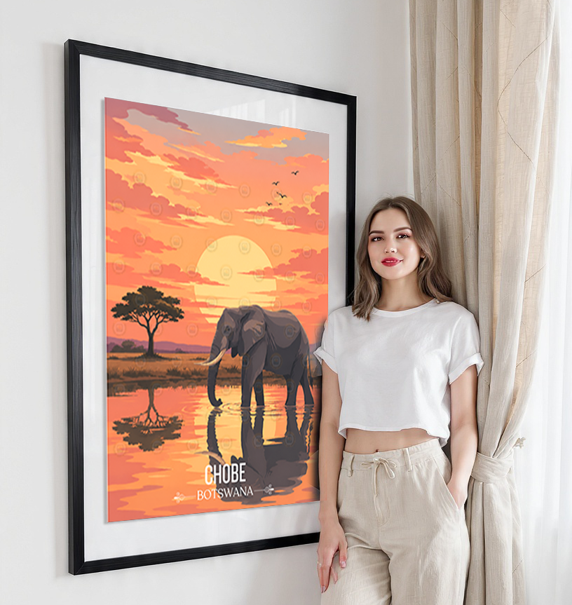 Chobe National Park - Botswana - Travel Wall Art Deco Poster Print - Travel Art Poster Print