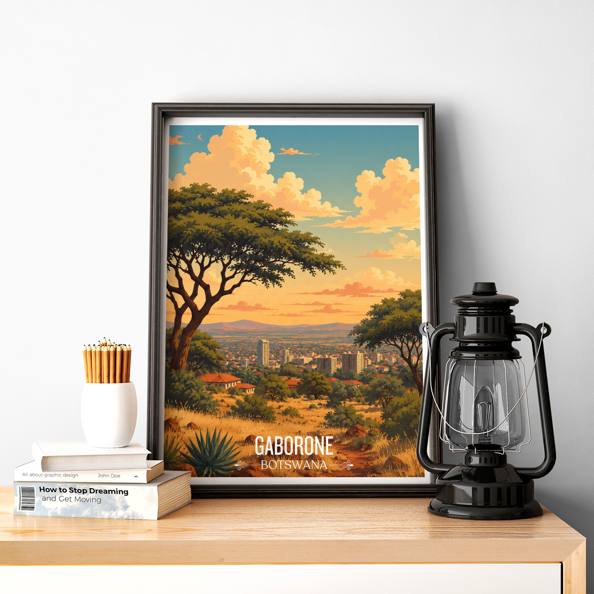 Gaborone - Botswana - Travel Wall Art Deco Poster Print - Travel Art Poster Print