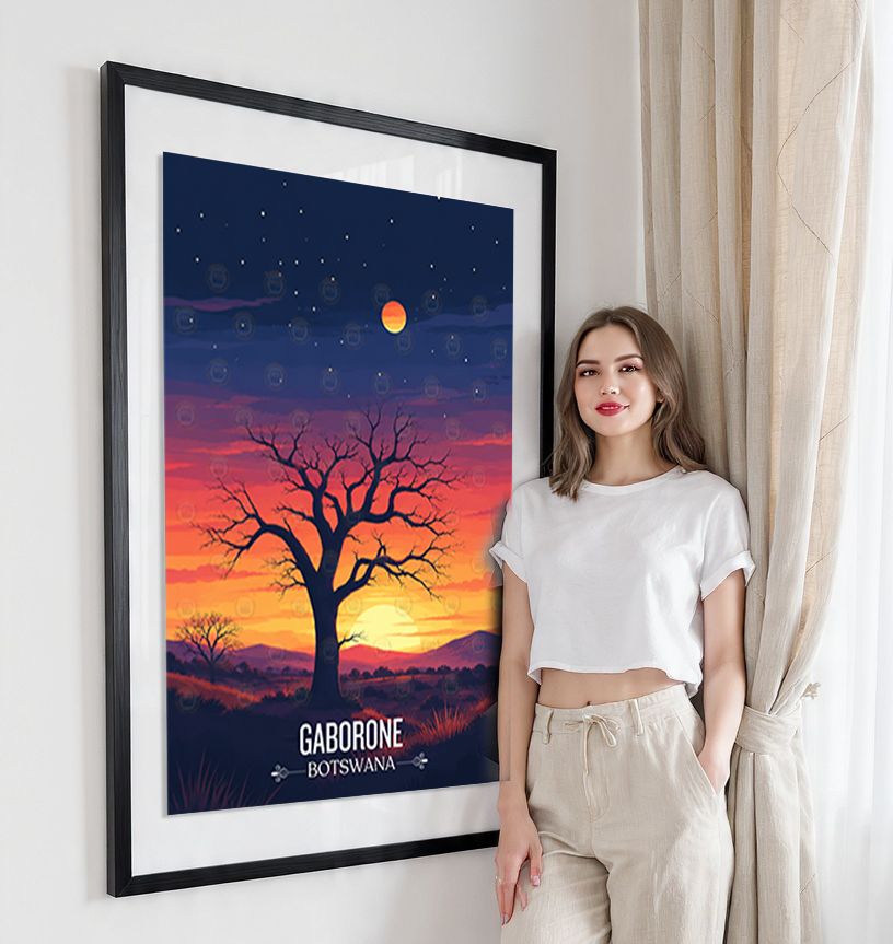 Gaborone - Botswana - Travel Wall Art Deco Poster Print - Travel Art Poster Print