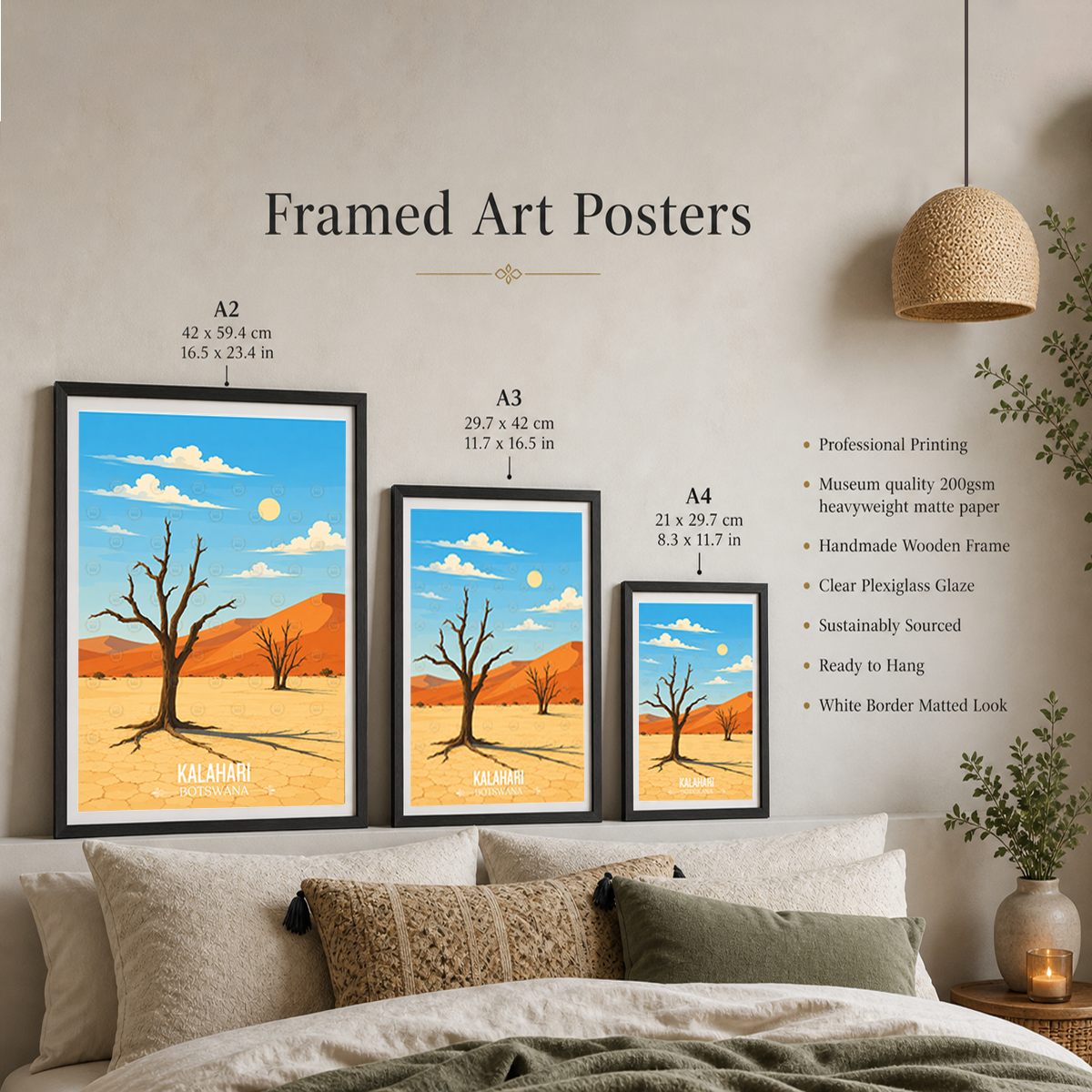 Kalahari - Botswana - Travel Wall Art Deco Poster Print - Travel Art Poster Print