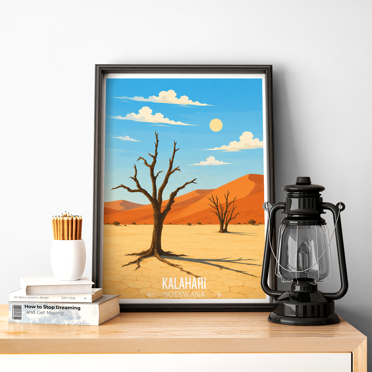 Kalahari - Botswana - Travel Wall Art Deco Poster Print - Travel Art Poster Print