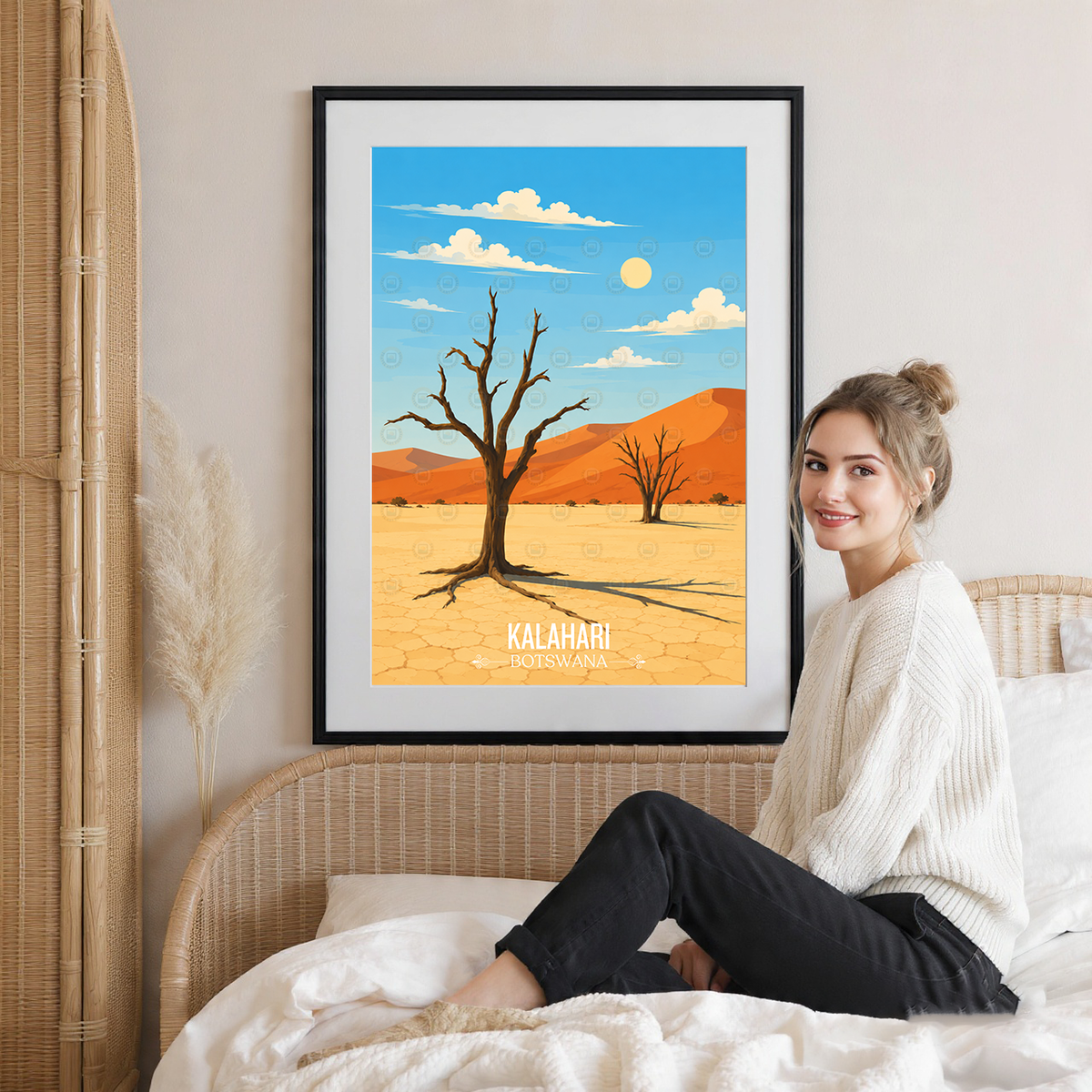 Kalahari - Botswana - Travel Wall Art Deco Poster Print - Travel Art Poster Print