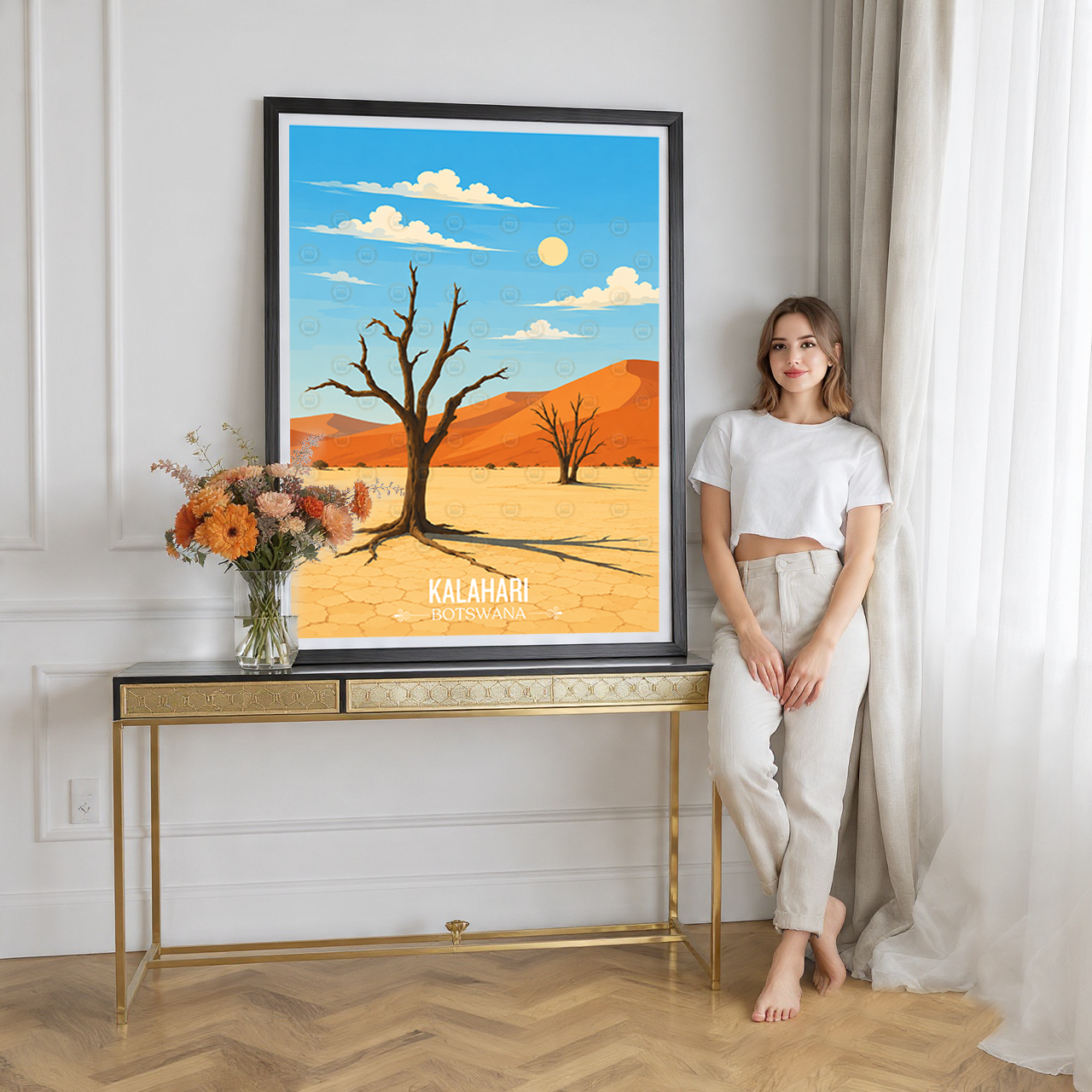 Kalahari - Botswana - Travel Wall Art Deco Poster Print - Travel Art Poster Print
