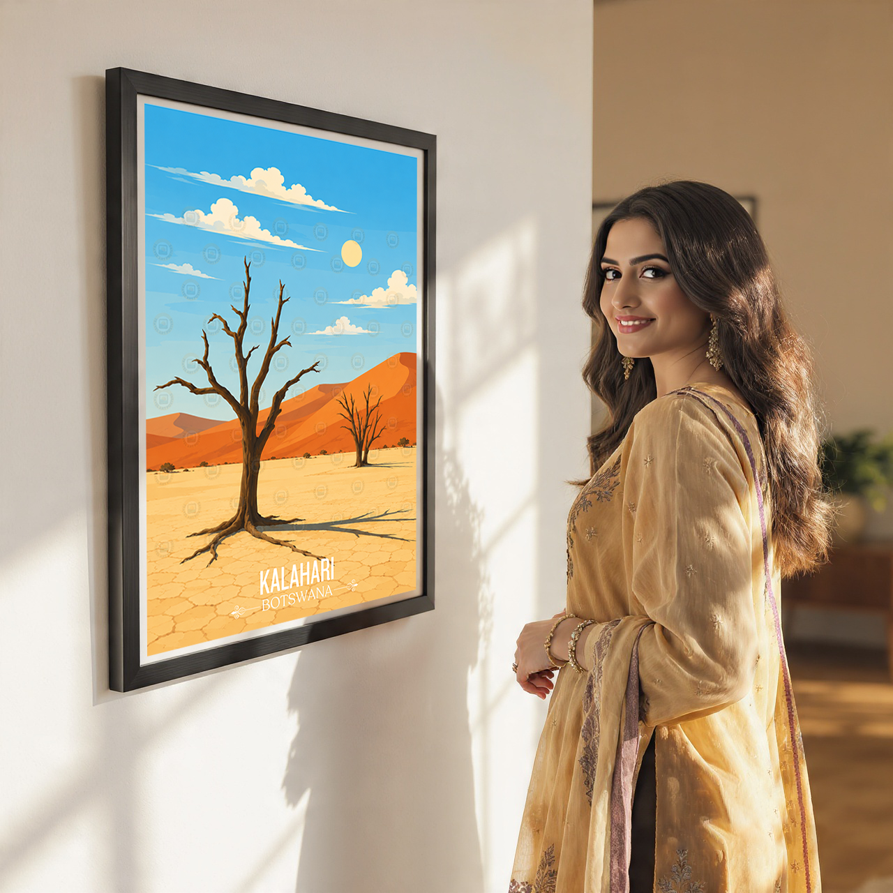 Kalahari - Botswana - Travel Wall Art Deco Poster Print - Travel Art Poster Print