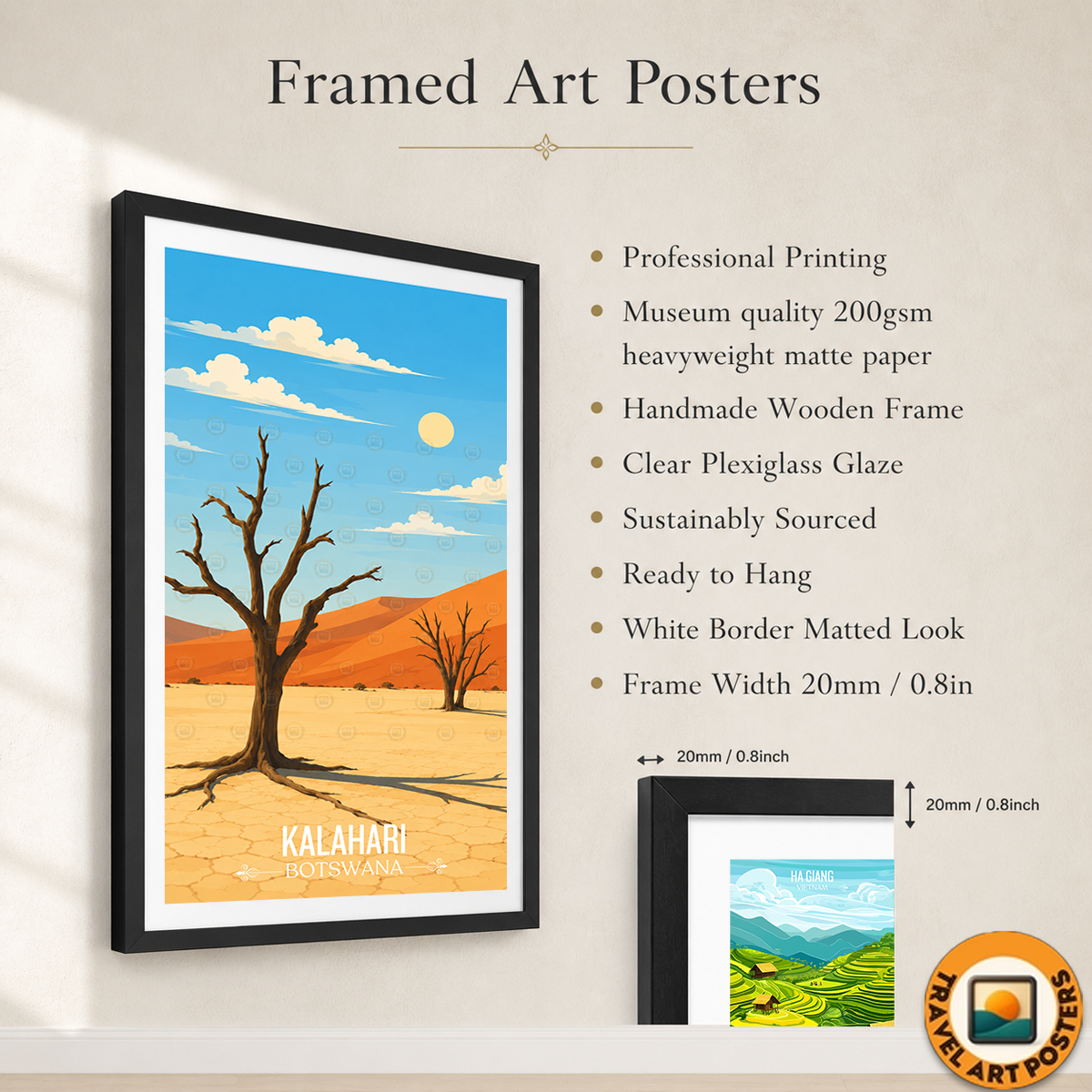 Kalahari - Botswana - Travel Wall Art Deco Poster Print - Travel Art Poster Print