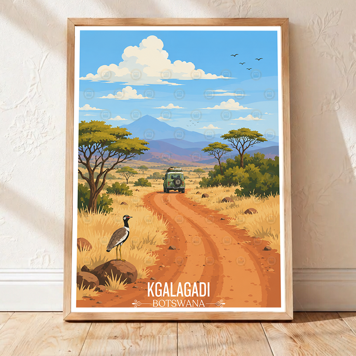 Kgalagadi - Botswana - Travel Wall Art Deco Poster Print - Travel Art Poster Print