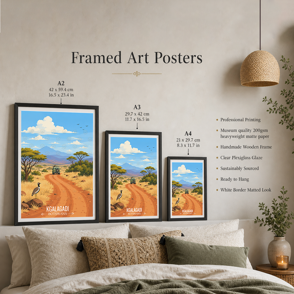 Kgalagadi - Botswana - Travel Wall Art Deco Poster Print - Travel Art Poster Print