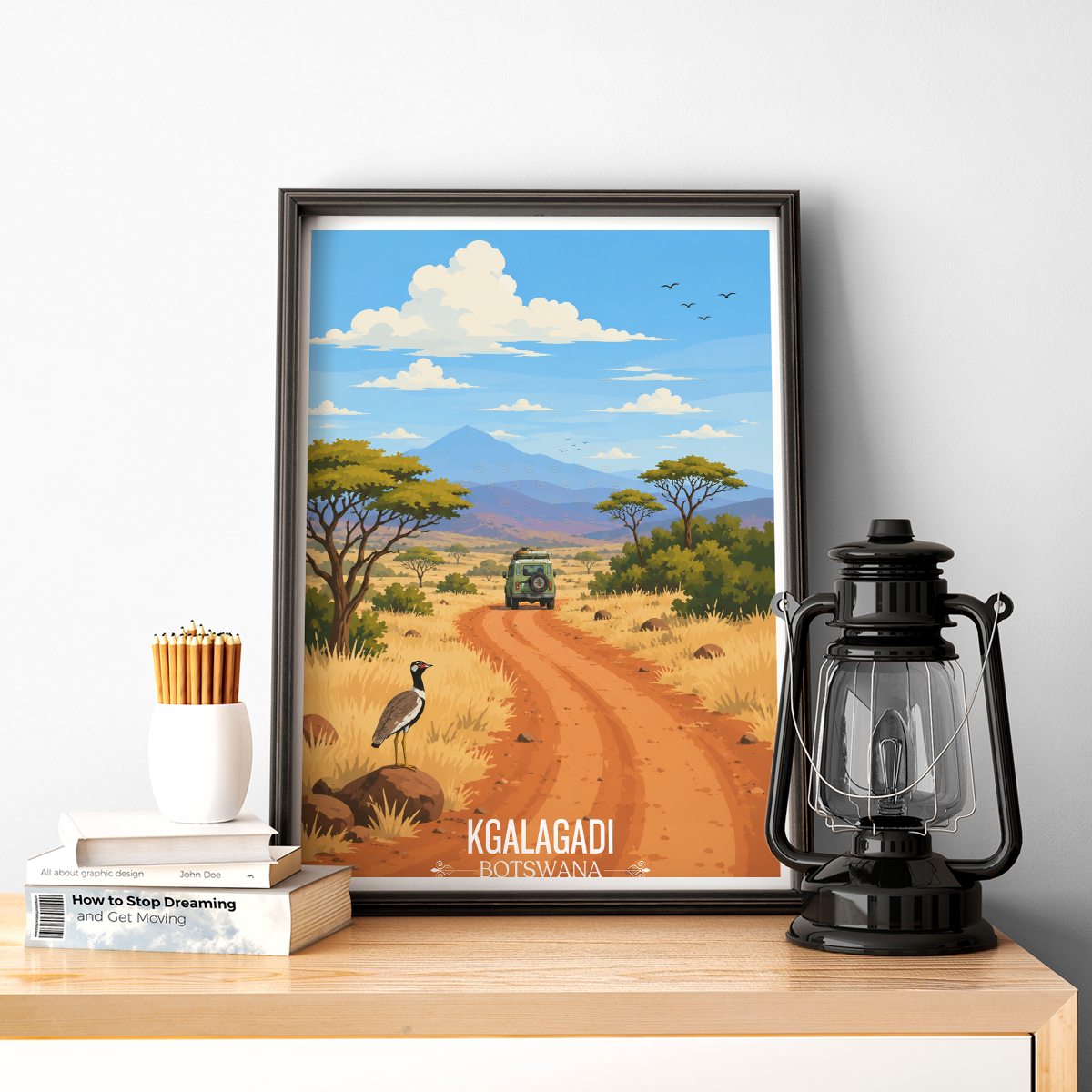 Kgalagadi - Botswana - Travel Wall Art Deco Poster Print - Travel Art Poster Print