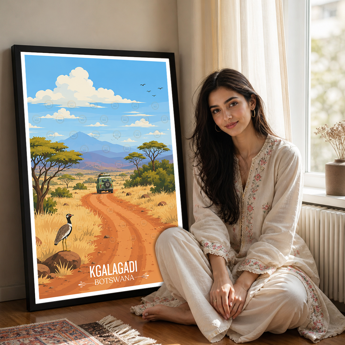 Kgalagadi - Botswana - Travel Wall Art Deco Poster Print - Travel Art Poster Print