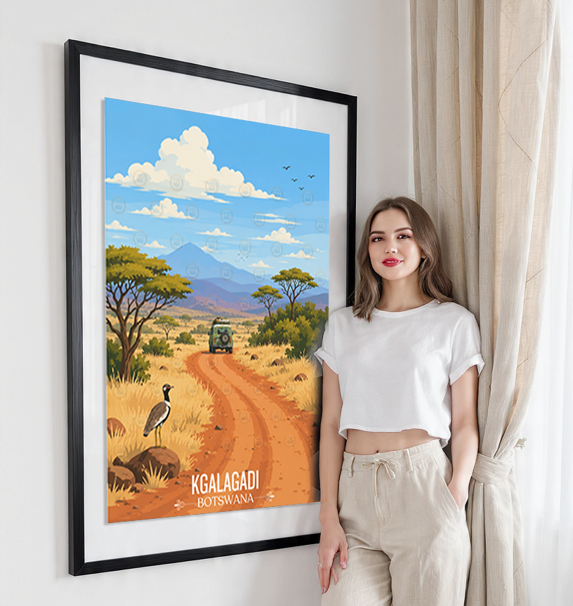 Kgalagadi - Botswana - Travel Wall Art Deco Poster Print - Travel Art Poster Print