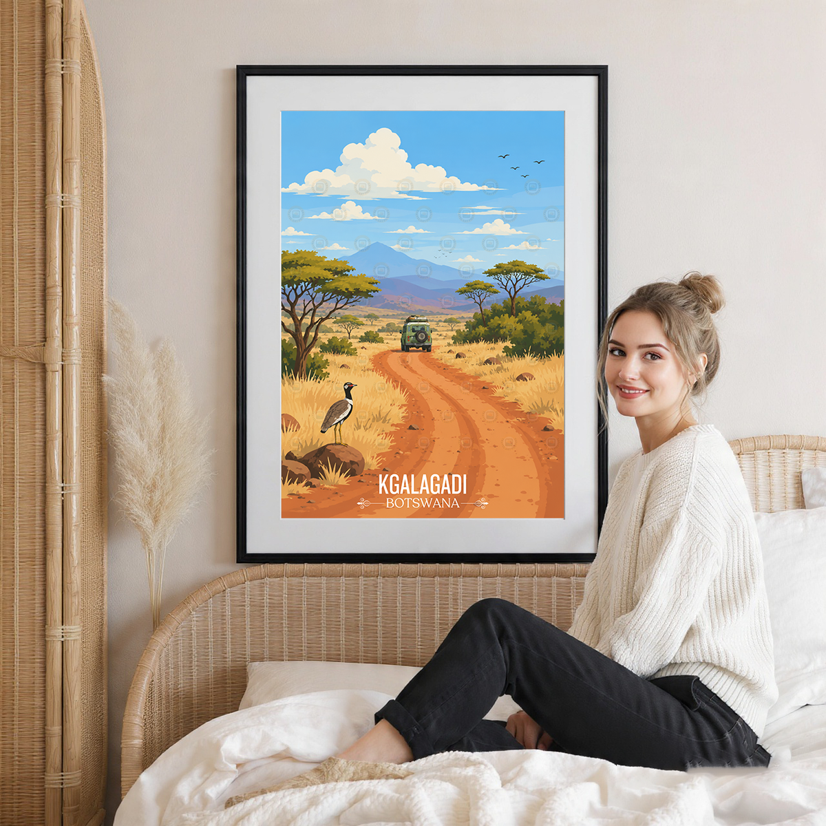 Kgalagadi - Botswana - Travel Wall Art Deco Poster Print - Travel Art Poster Print