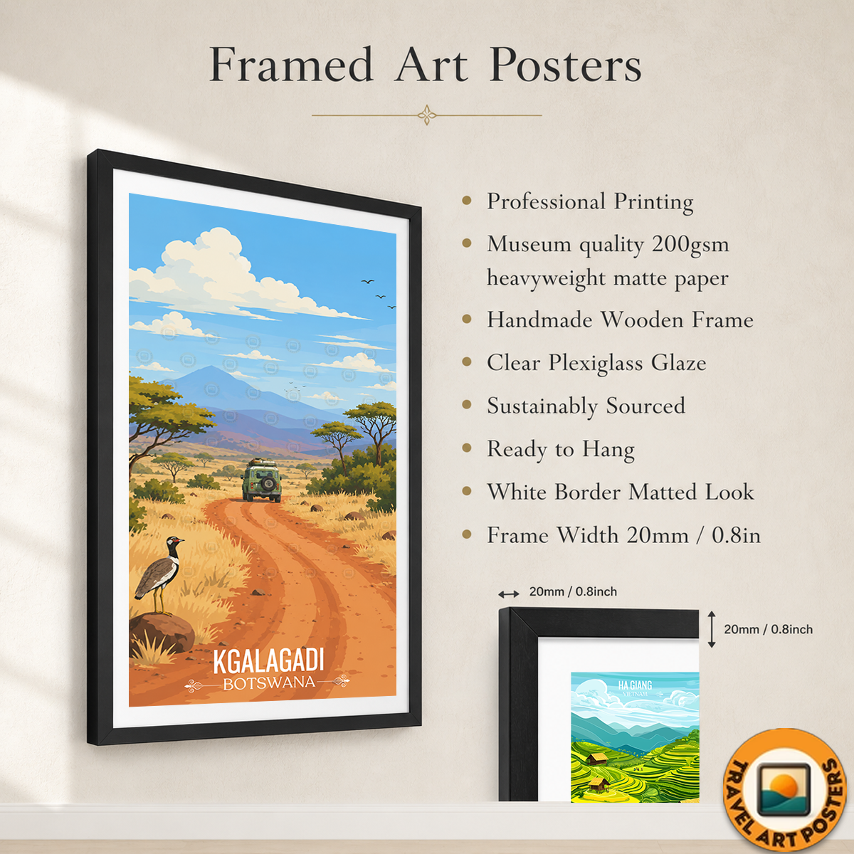 Kgalagadi - Botswana - Travel Wall Art Deco Poster Print - Travel Art Poster Print