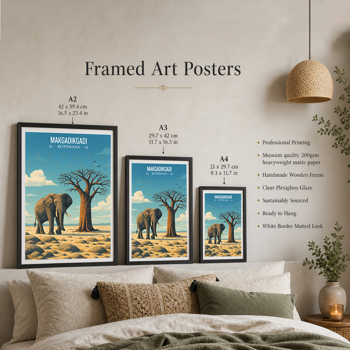 Makgadikgadi - Botswana - Travel Wall Art Deco Poster Print - Travel Art Poster Print