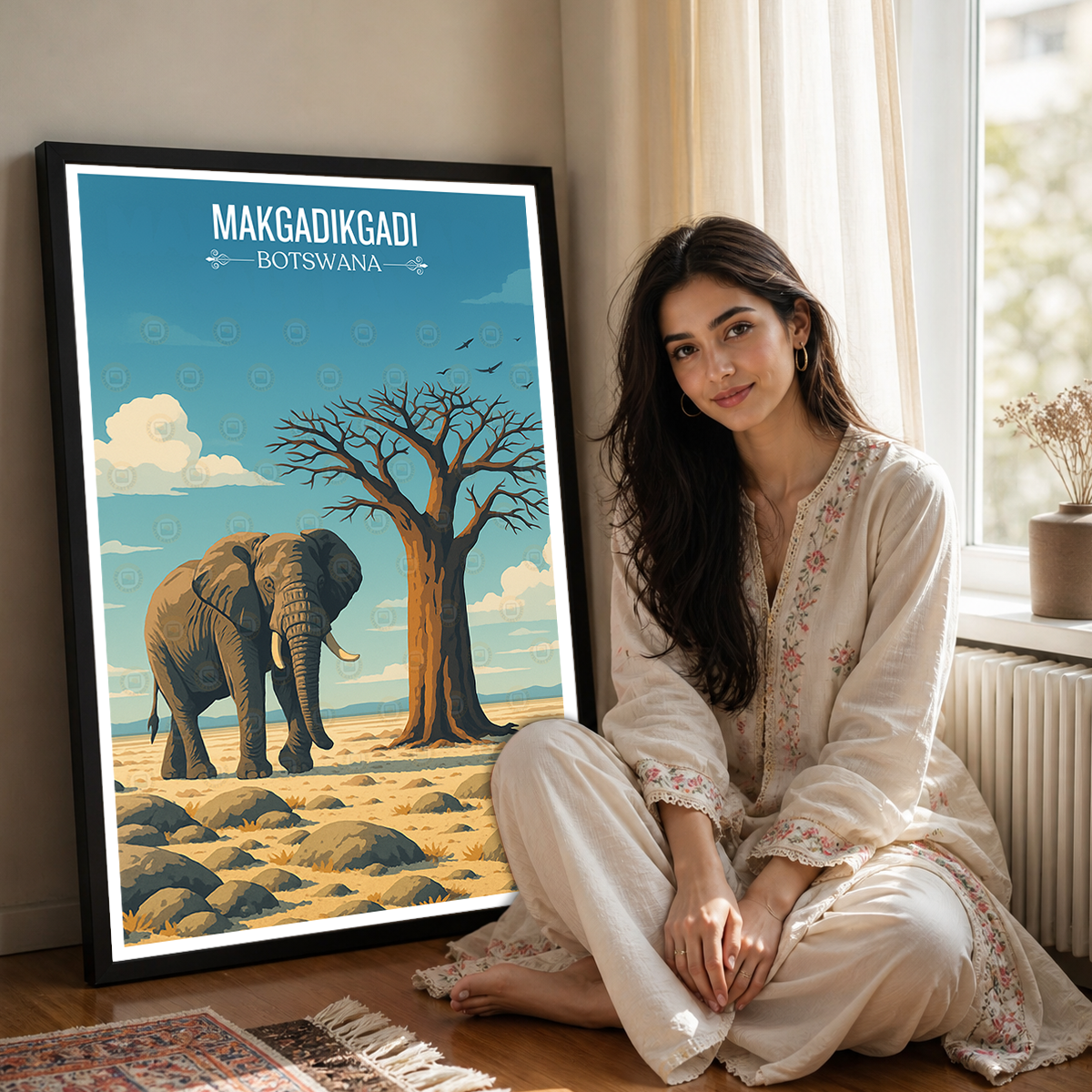 Makgadikgadi - Botswana - Travel Wall Art Deco Poster Print - Travel Art Poster Print