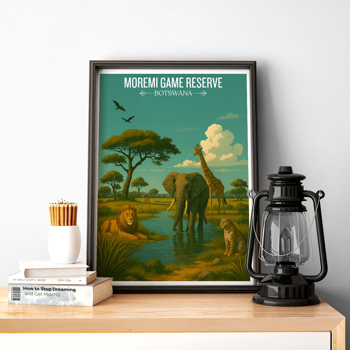 Moremi Game Reserve - Botswana - Travel Wall Art Deco Poster Print - Travel Art Poster Print