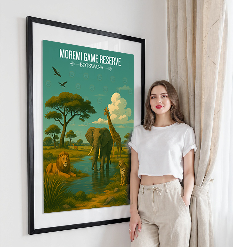 Moremi Game Reserve - Botswana - Travel Wall Art Deco Poster Print - Travel Art Poster Print