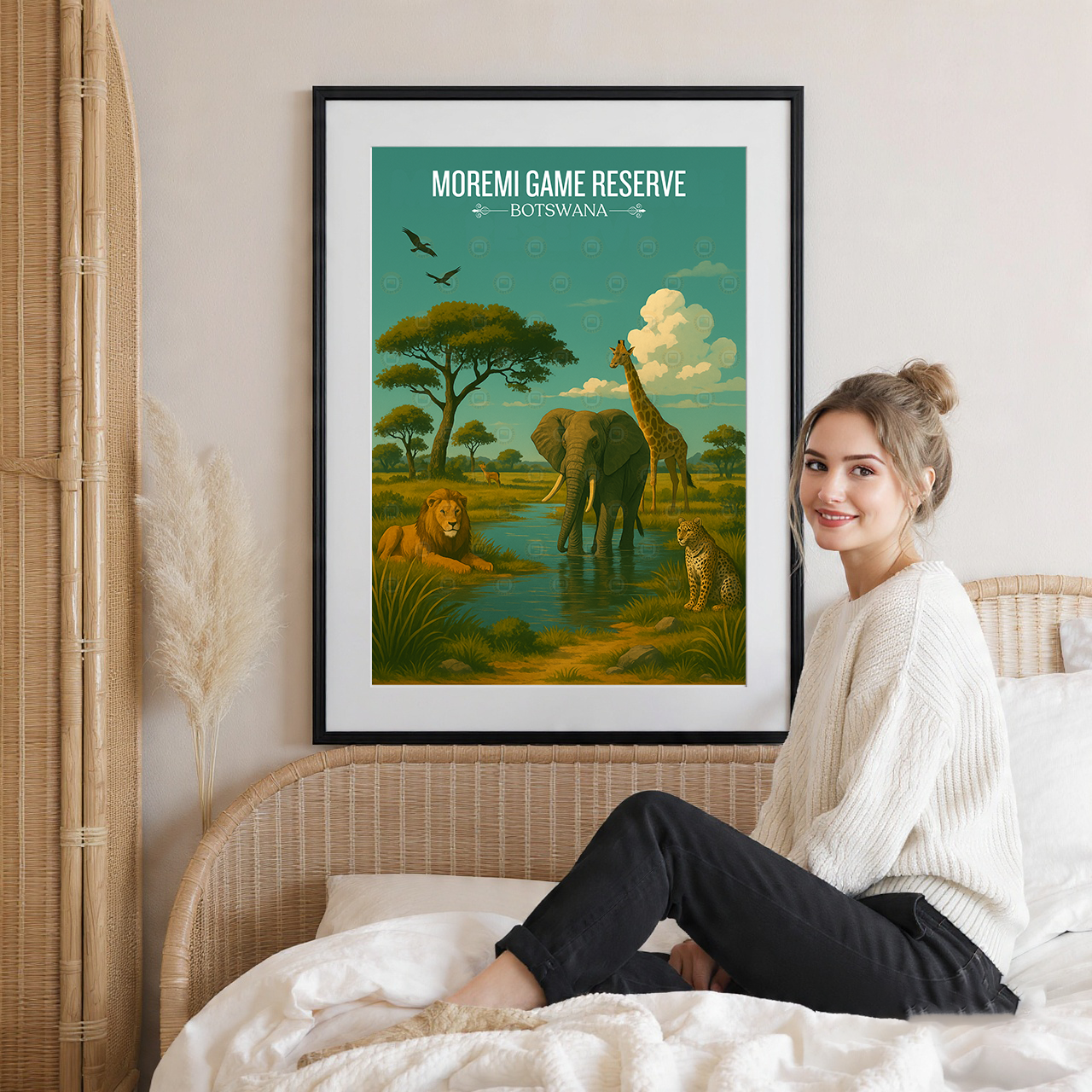 Moremi Game Reserve - Botswana - Travel Wall Art Deco Poster Print - Travel Art Poster Print