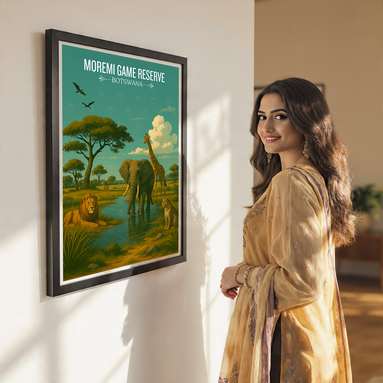 Moremi Game Reserve - Botswana - Travel Wall Art Deco Poster Print - Travel Art Poster Print