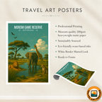 Moremi Game Reserve - Botswana - Travel Wall Art Deco Poster Print - Travel Art Poster Print