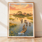 Moremi - Botswana - Travel Wall Art Deco Poster Print - Travel Art Poster Print