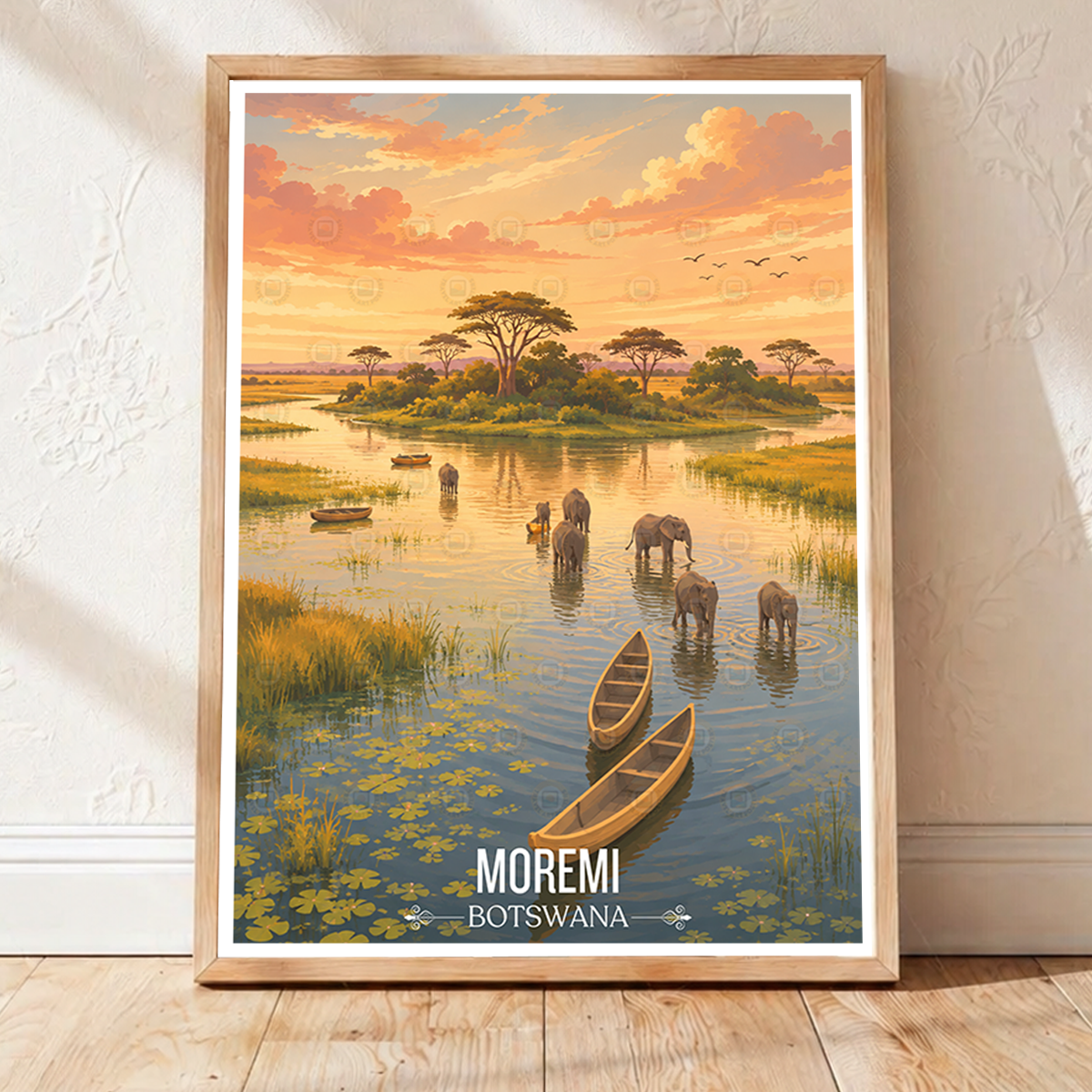 Moremi - Botswana - Travel Wall Art Deco Poster Print - Travel Art Poster Print