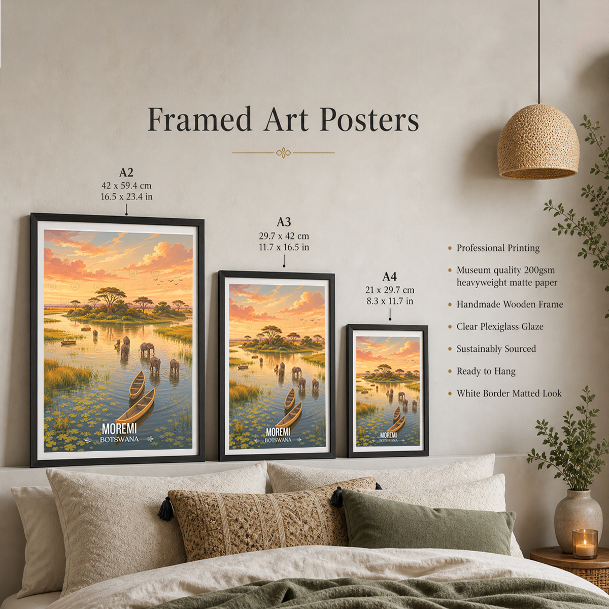 Moremi - Botswana - Travel Wall Art Deco Poster Print - Travel Art Poster Print