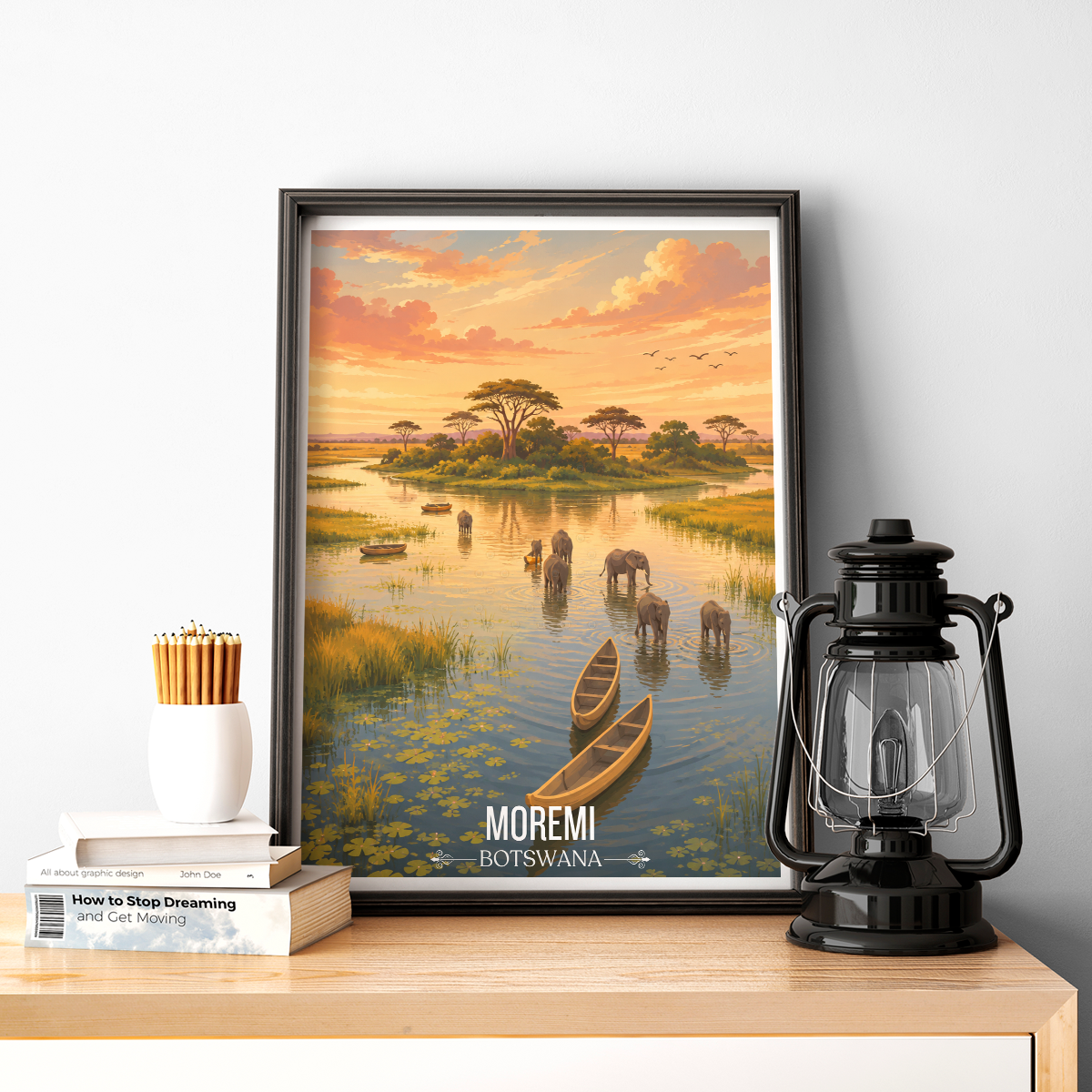 Moremi - Botswana - Travel Wall Art Deco Poster Print - Travel Art Poster Print
