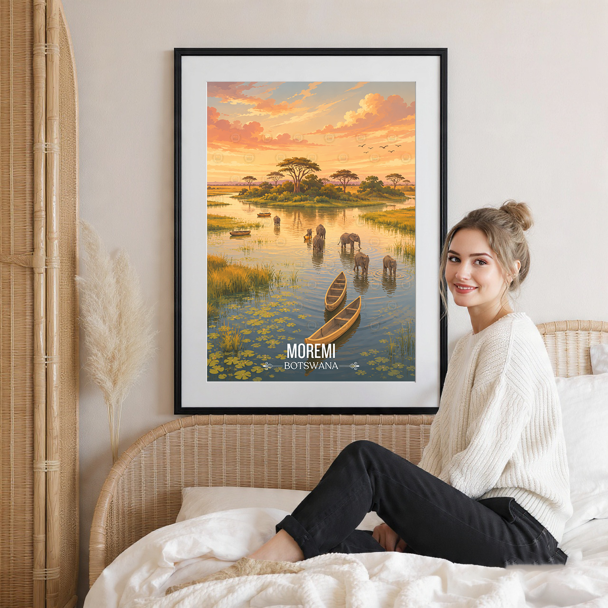 Moremi - Botswana - Travel Wall Art Deco Poster Print - Travel Art Poster Print