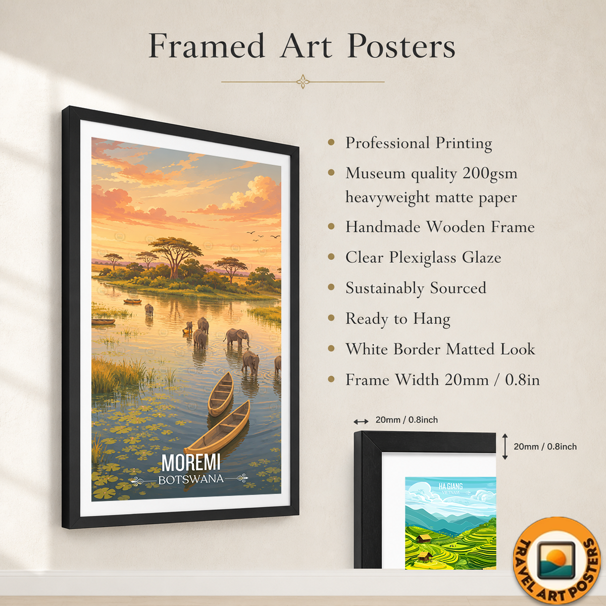 Moremi - Botswana - Travel Wall Art Deco Poster Print - Travel Art Poster Print