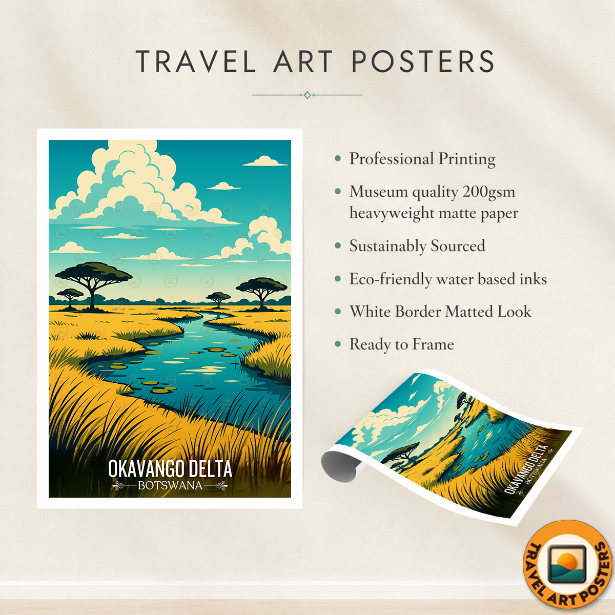 Okavango Delta - Botswana - Travel Wall Art Deco Poster Print - Travel Art Poster Print