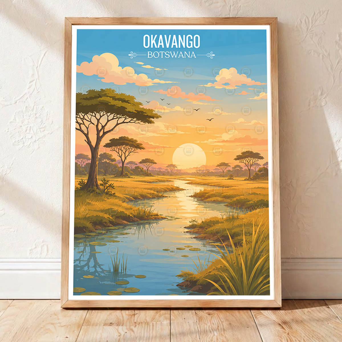 Okavango - Botswana - Travel Wall Art Deco Poster Print - Travel Art Poster Print