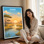 Okavango - Botswana - Travel Wall Art Deco Poster Print - Travel Art Poster Print