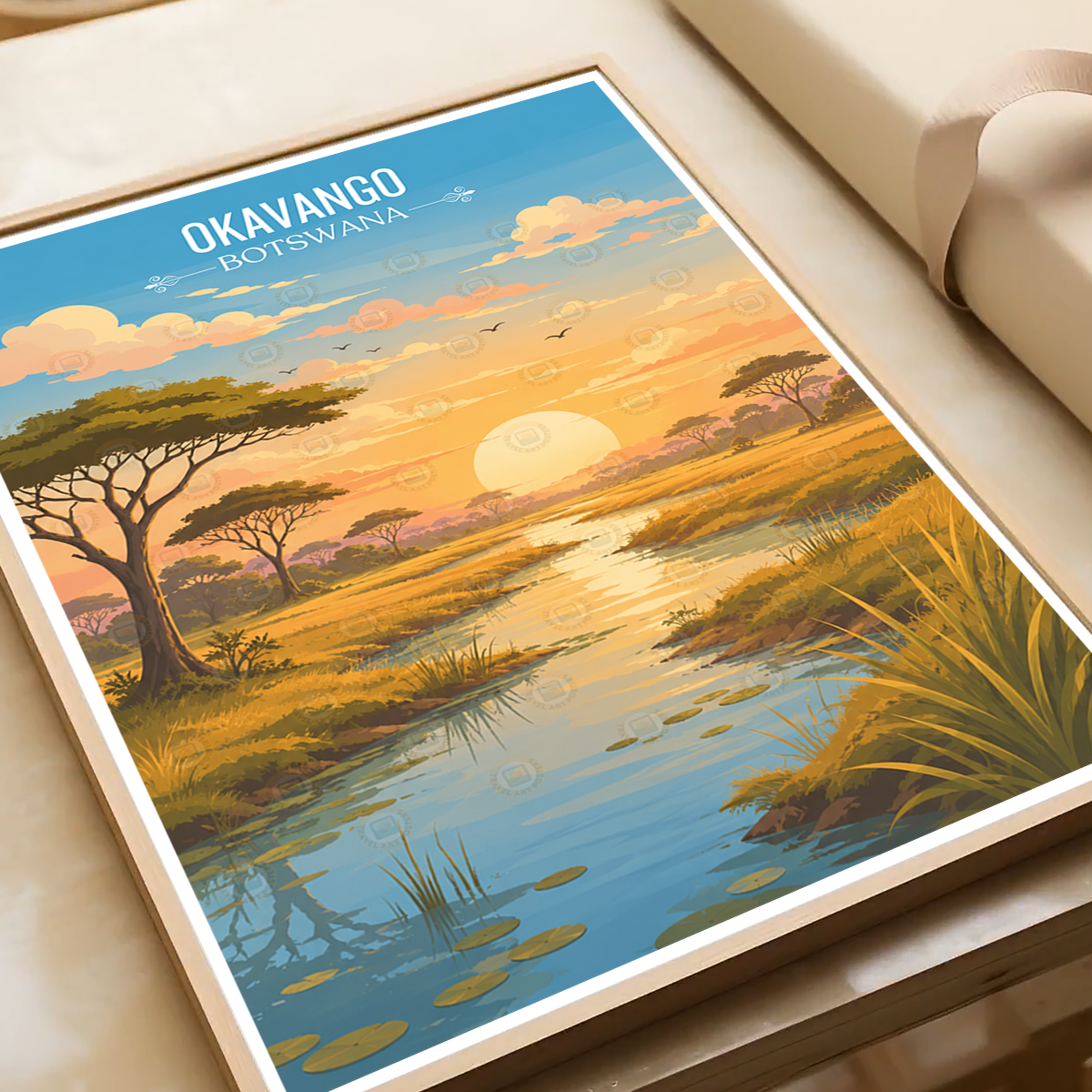 Okavango - Botswana - Travel Wall Art Deco Poster Print - Travel Art Poster Print