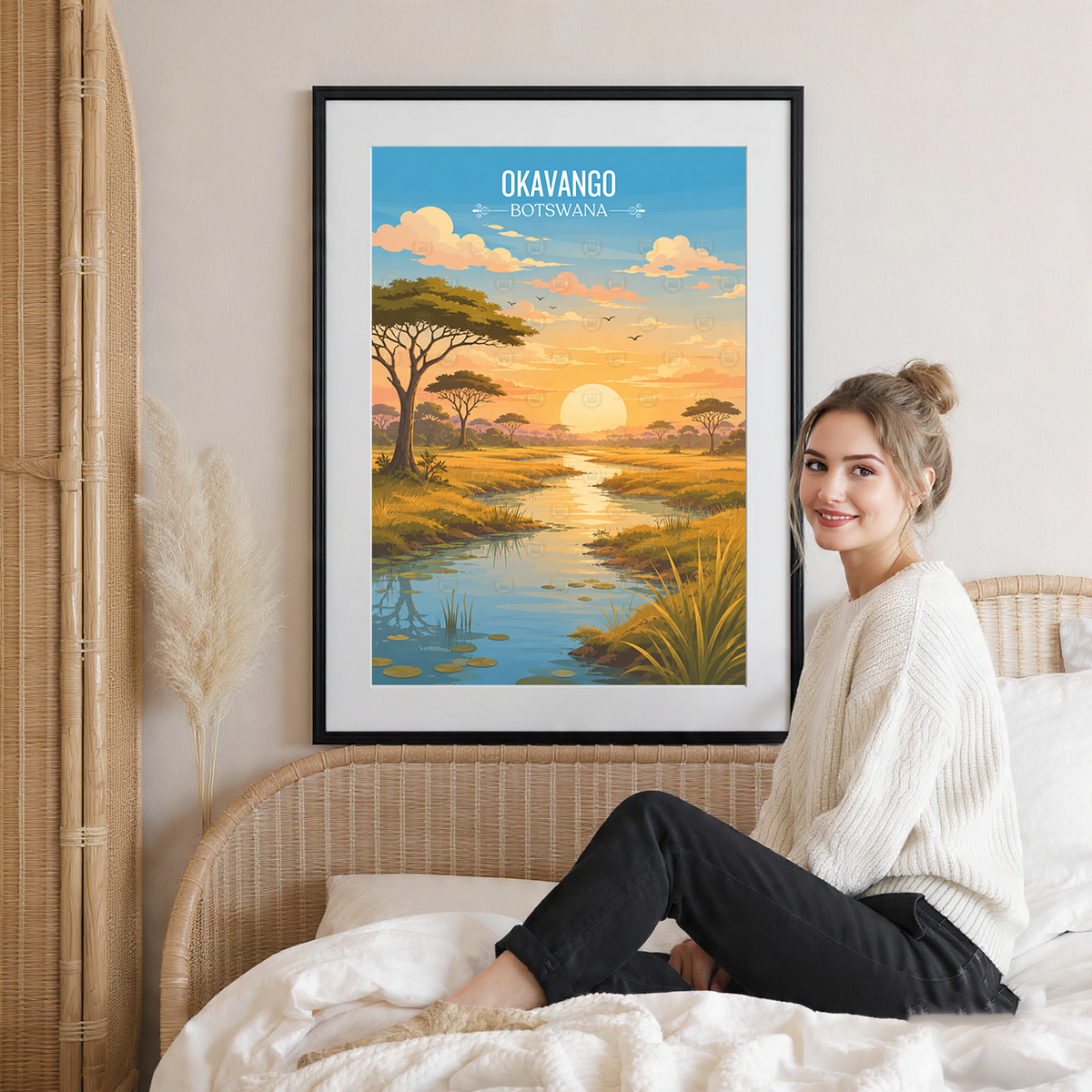 Okavango - Botswana - Travel Wall Art Deco Poster Print - Travel Art Poster Print