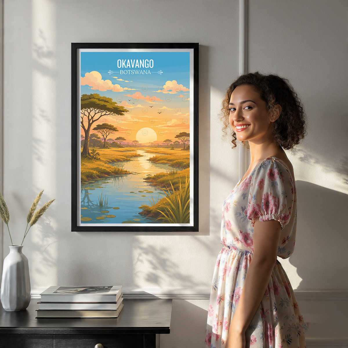 Okavango - Botswana - Travel Wall Art Deco Poster Print - Travel Art Poster Print
