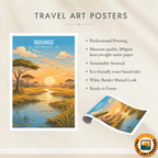 Okavango - Botswana - Travel Wall Art Deco Poster Print - Travel Art Poster Print