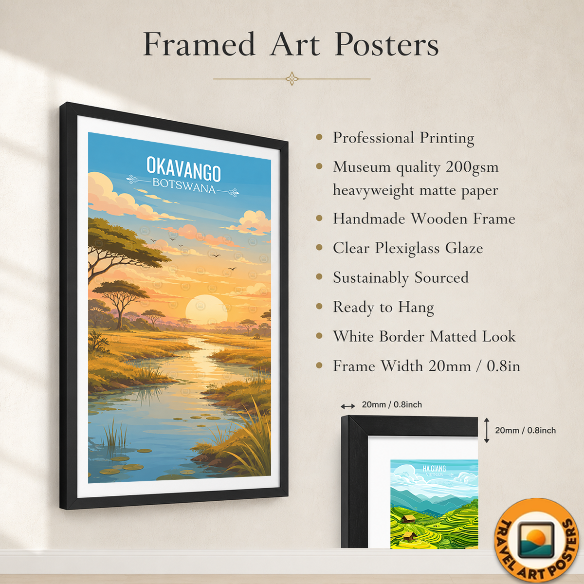 Okavango - Botswana - Travel Wall Art Deco Poster Print - Travel Art Poster Print