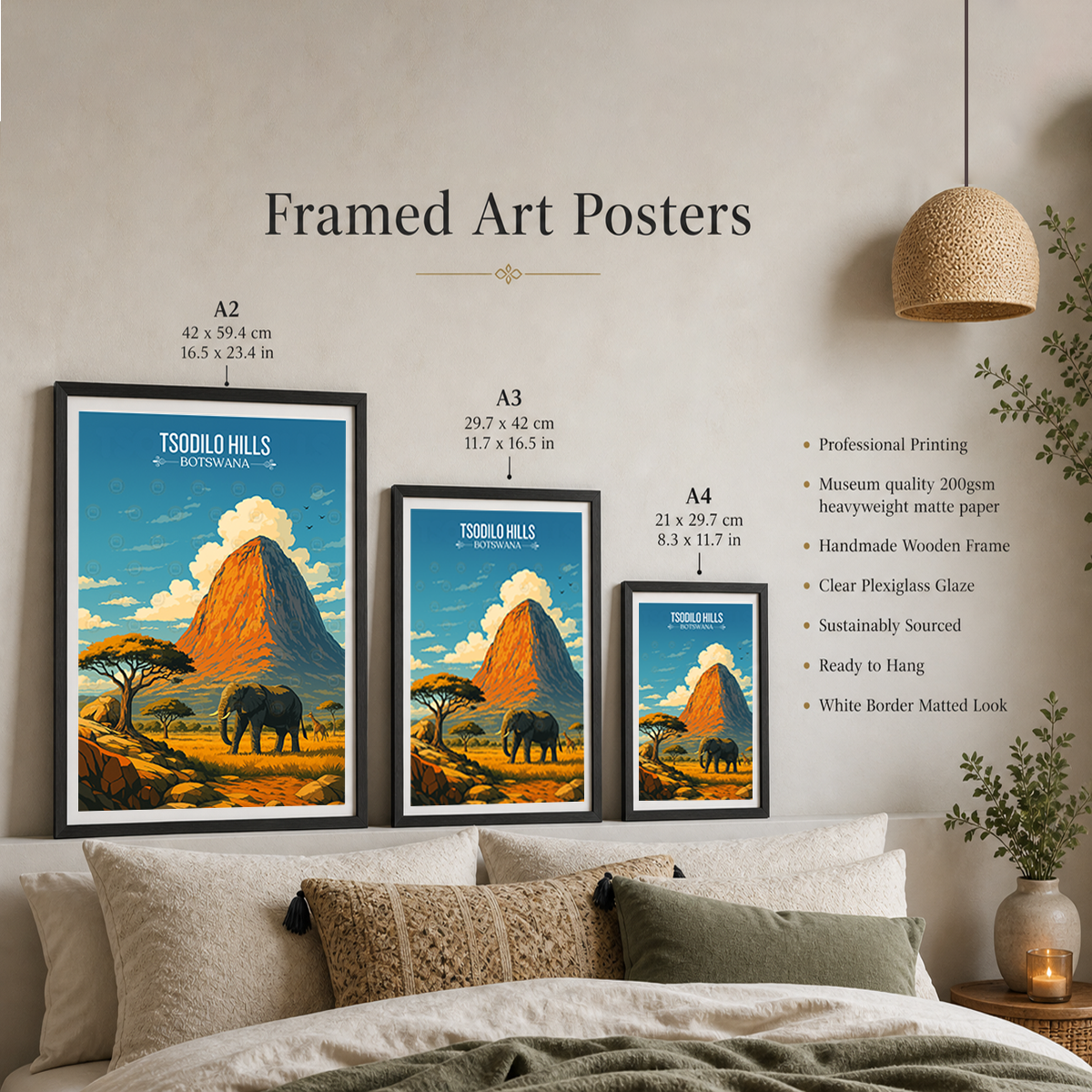 Tsodilo Hills - Botswana - Travel Wall Art Deco Poster Print - Travel Art Poster Print