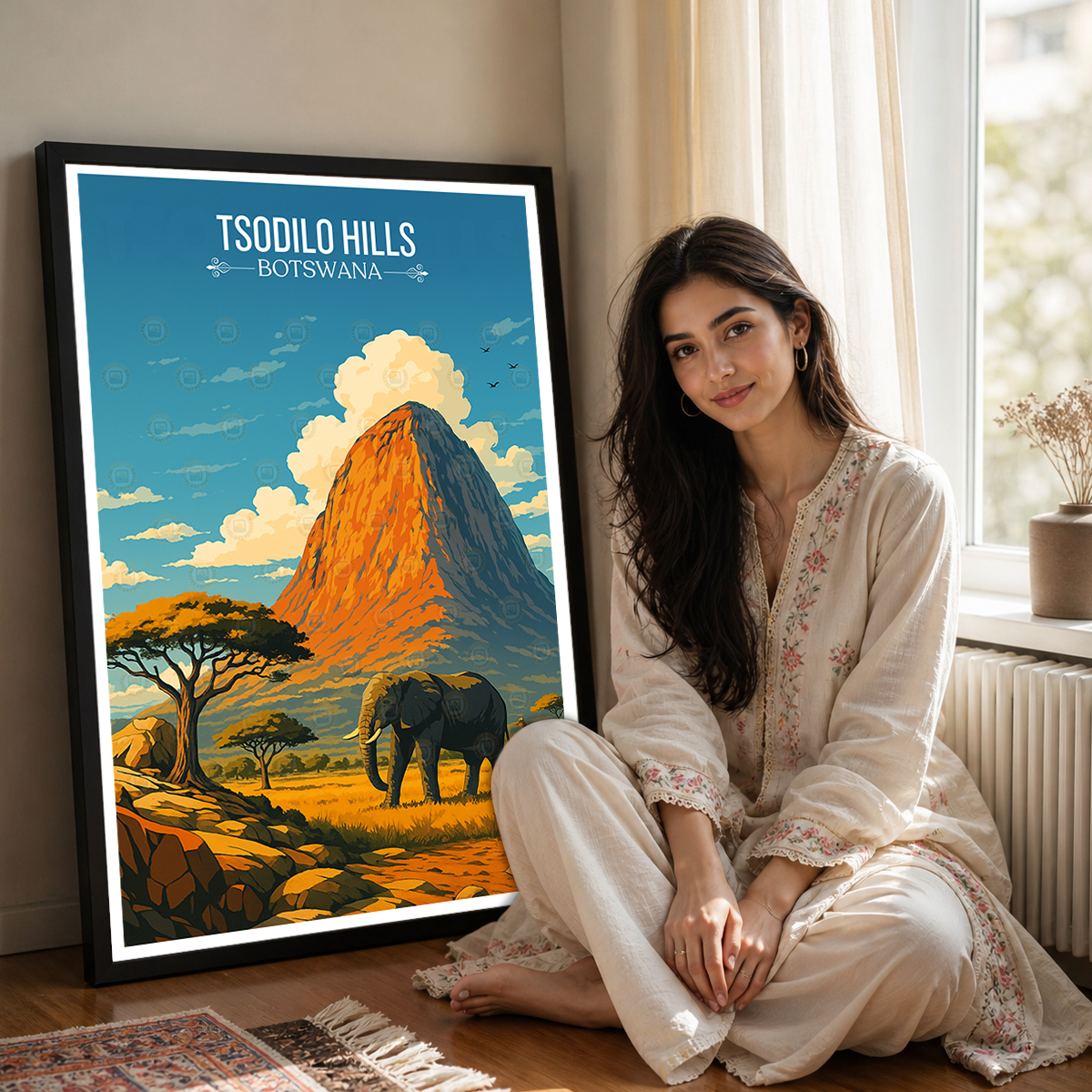Tsodilo Hills - Botswana - Travel Wall Art Deco Poster Print - Travel Art Poster Print