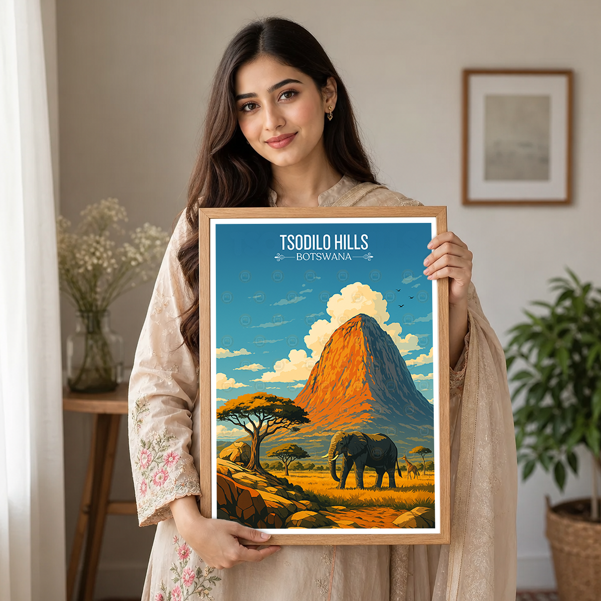 Tsodilo Hills - Botswana - Travel Wall Art Deco Poster Print - Travel Art Poster Print
