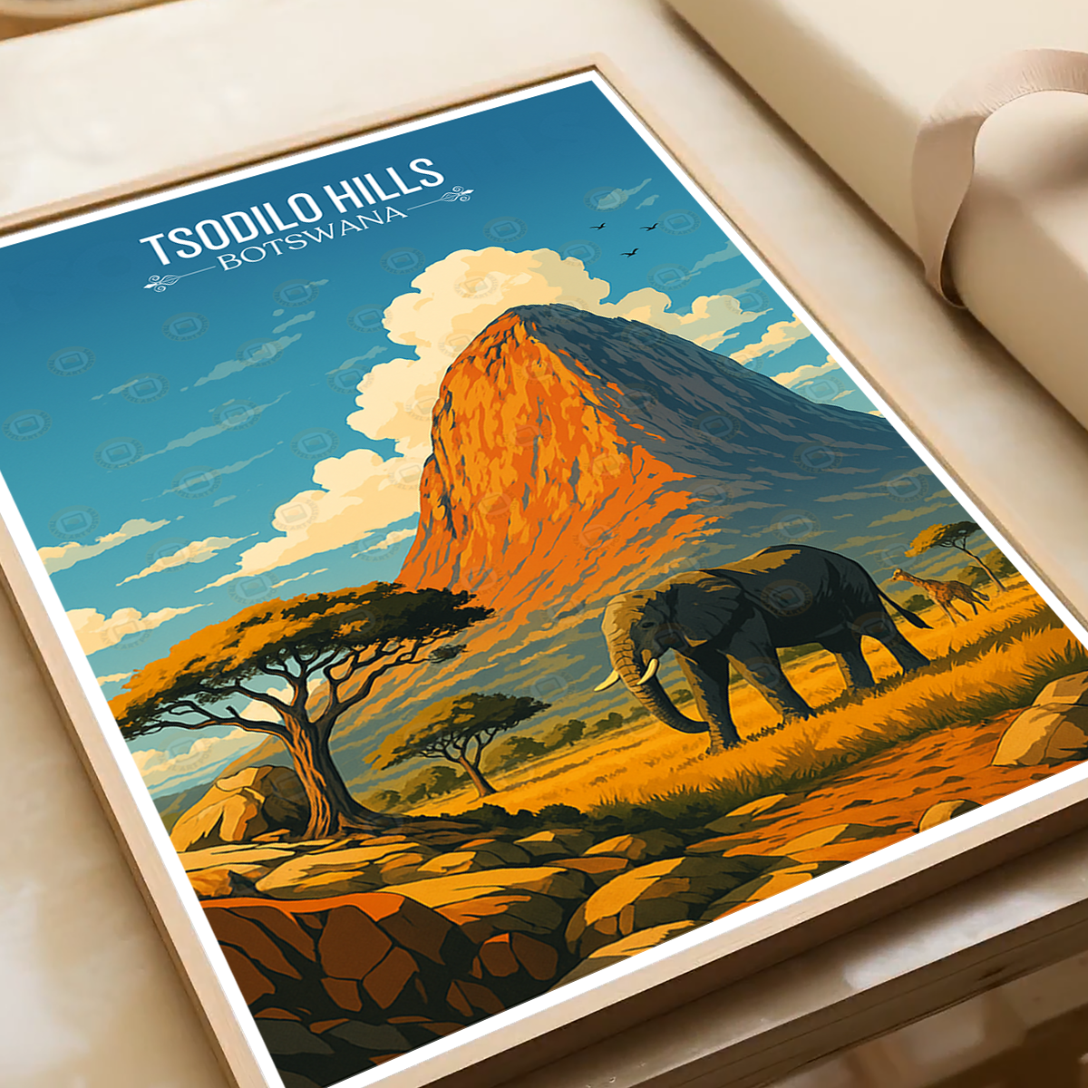 Tsodilo Hills - Botswana - Travel Wall Art Deco Poster Print - Travel Art Poster Print