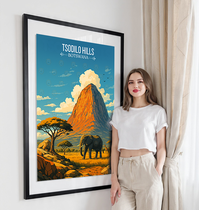 Tsodilo Hills - Botswana - Travel Wall Art Deco Poster Print - Travel Art Poster Print