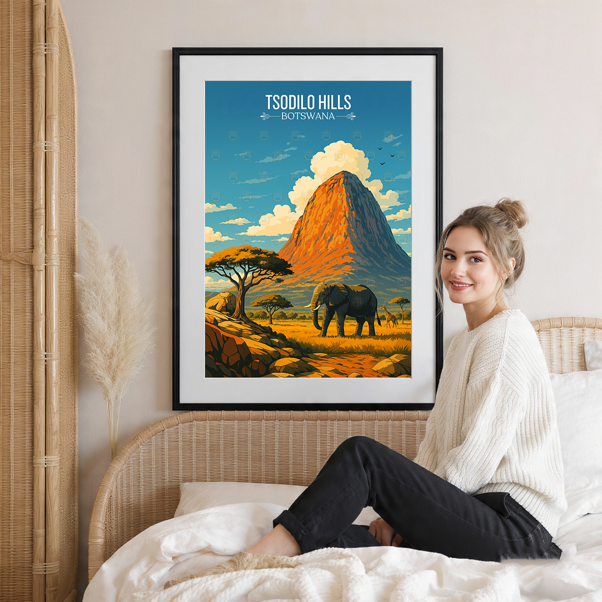 Tsodilo Hills - Botswana - Travel Wall Art Deco Poster Print - Travel Art Poster Print