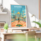 Bolkiah Mosque - Brunei - Travel Wall Art Print - Art Print - Travel Art Poster