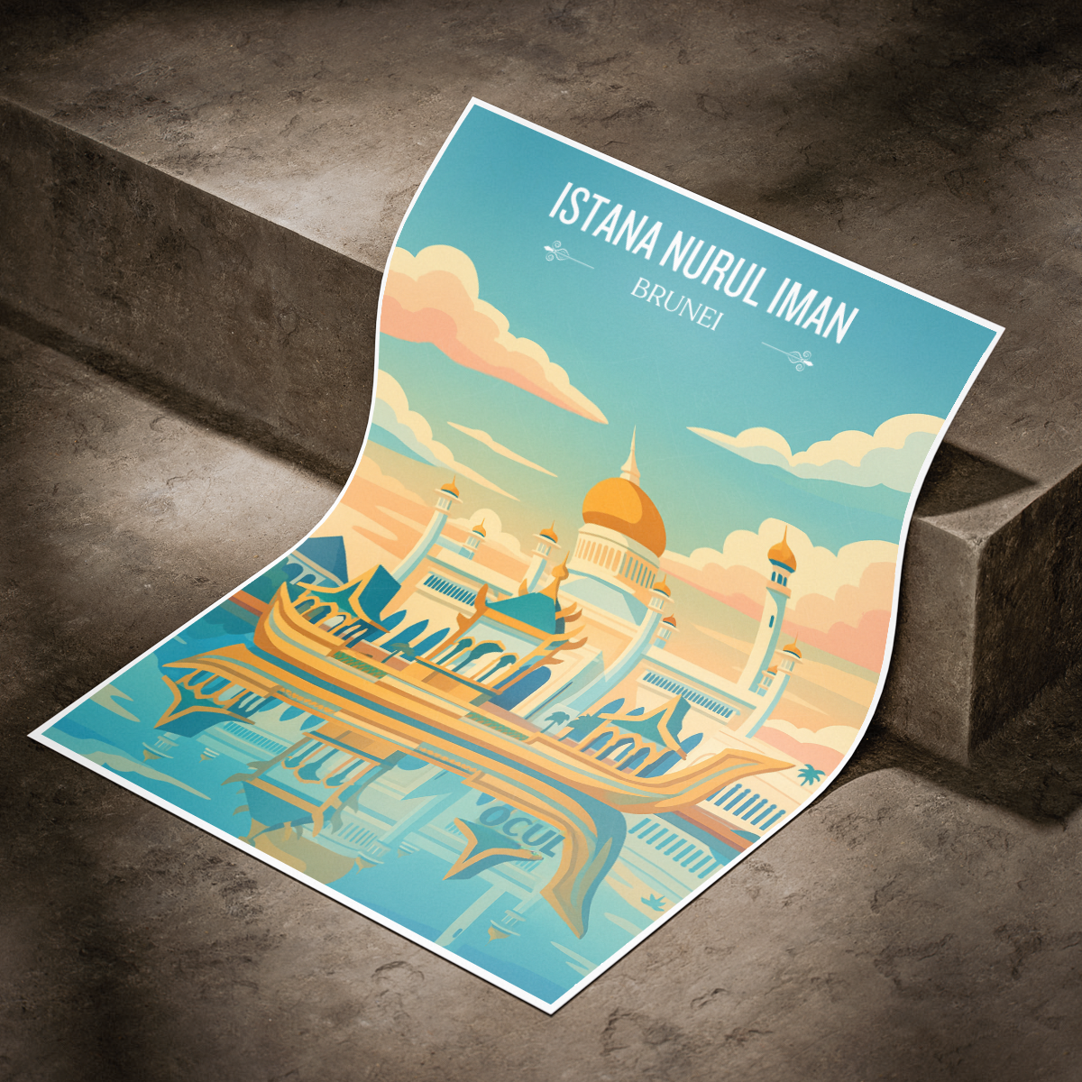 Istana Nurul Iman - Brunei - Travel Wall Art Print - Art Print - Travel Art Poster